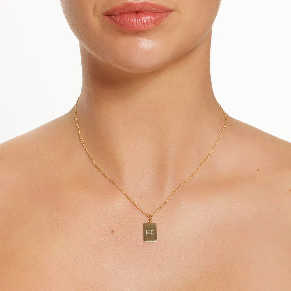 Engravable Rectangle Pendant in Gold