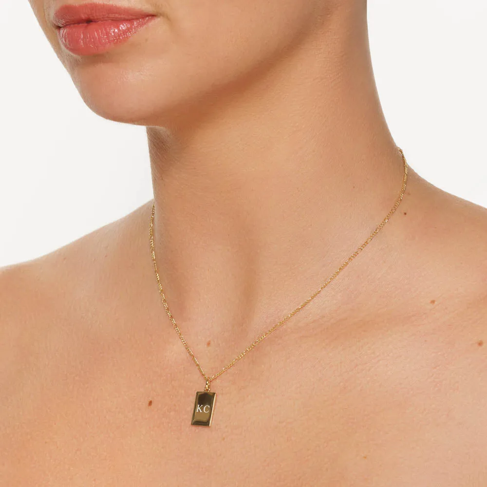 Engravable Rectangle Pendant in Gold