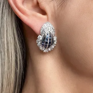 Estate Sapphire & Diamond Earrings