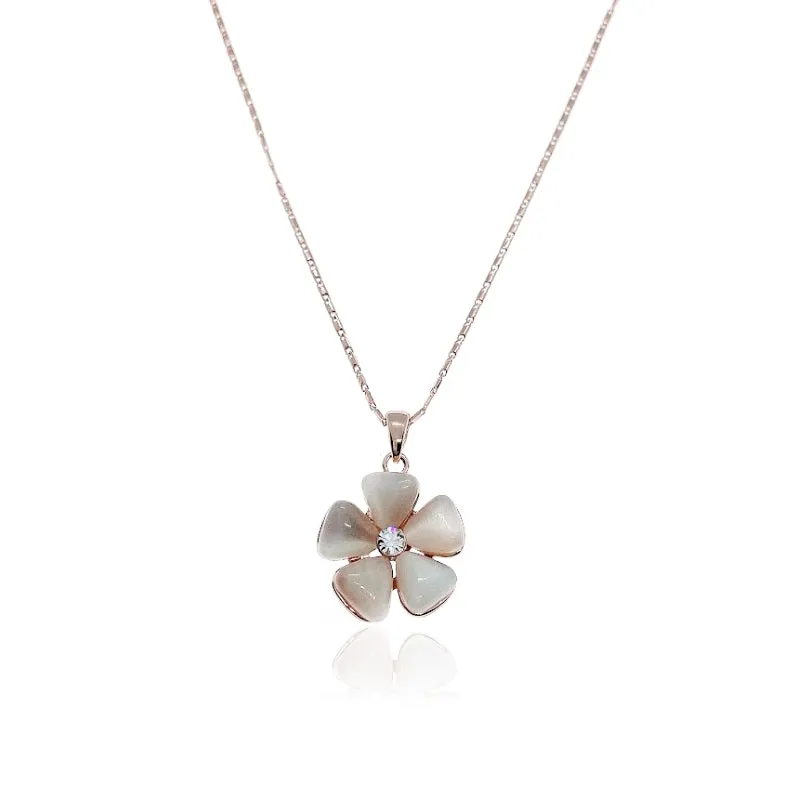 Flower Simulated Moonstone Necklace