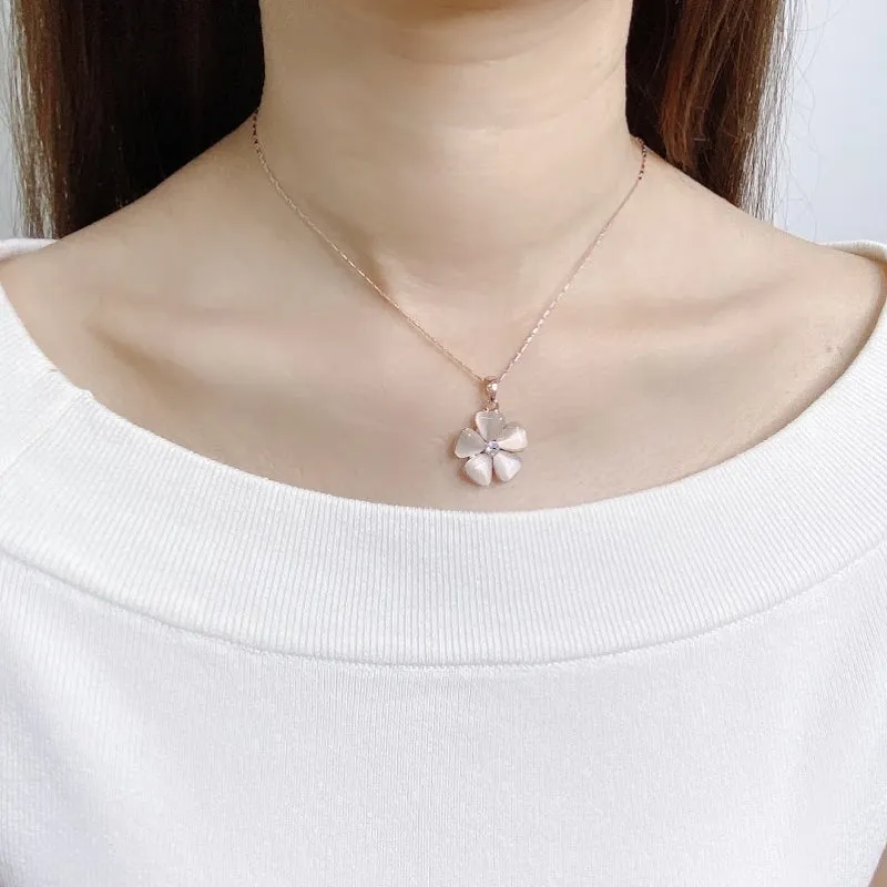 Flower Simulated Moonstone Necklace