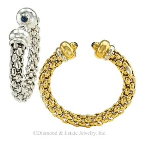 Fope Woven White Yellow Gold Cuff Bracelets