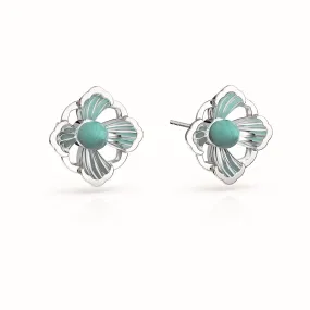 Forbidden Spring Large Stud Earrings - Sterling Silver - Amazonite