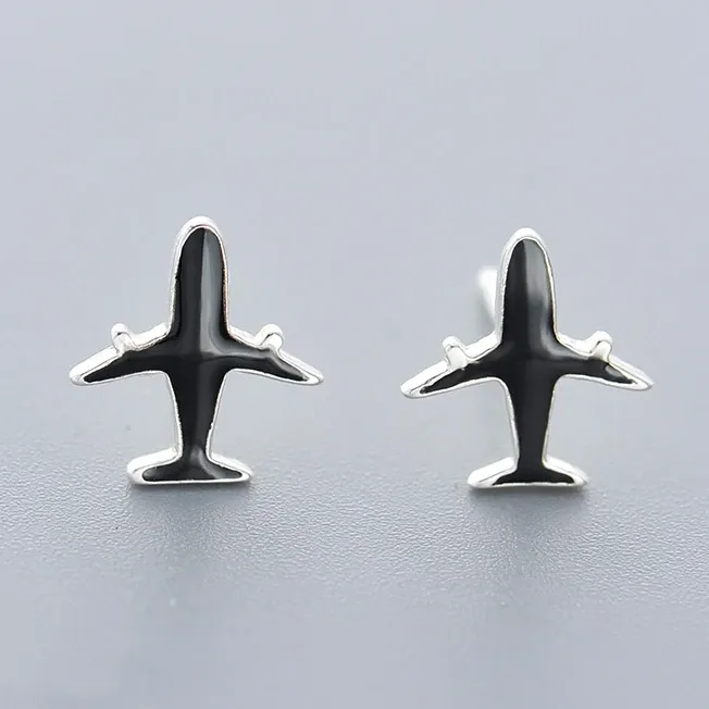 Fresh Accessories -Black planes Sterling Silver Stud Earrings