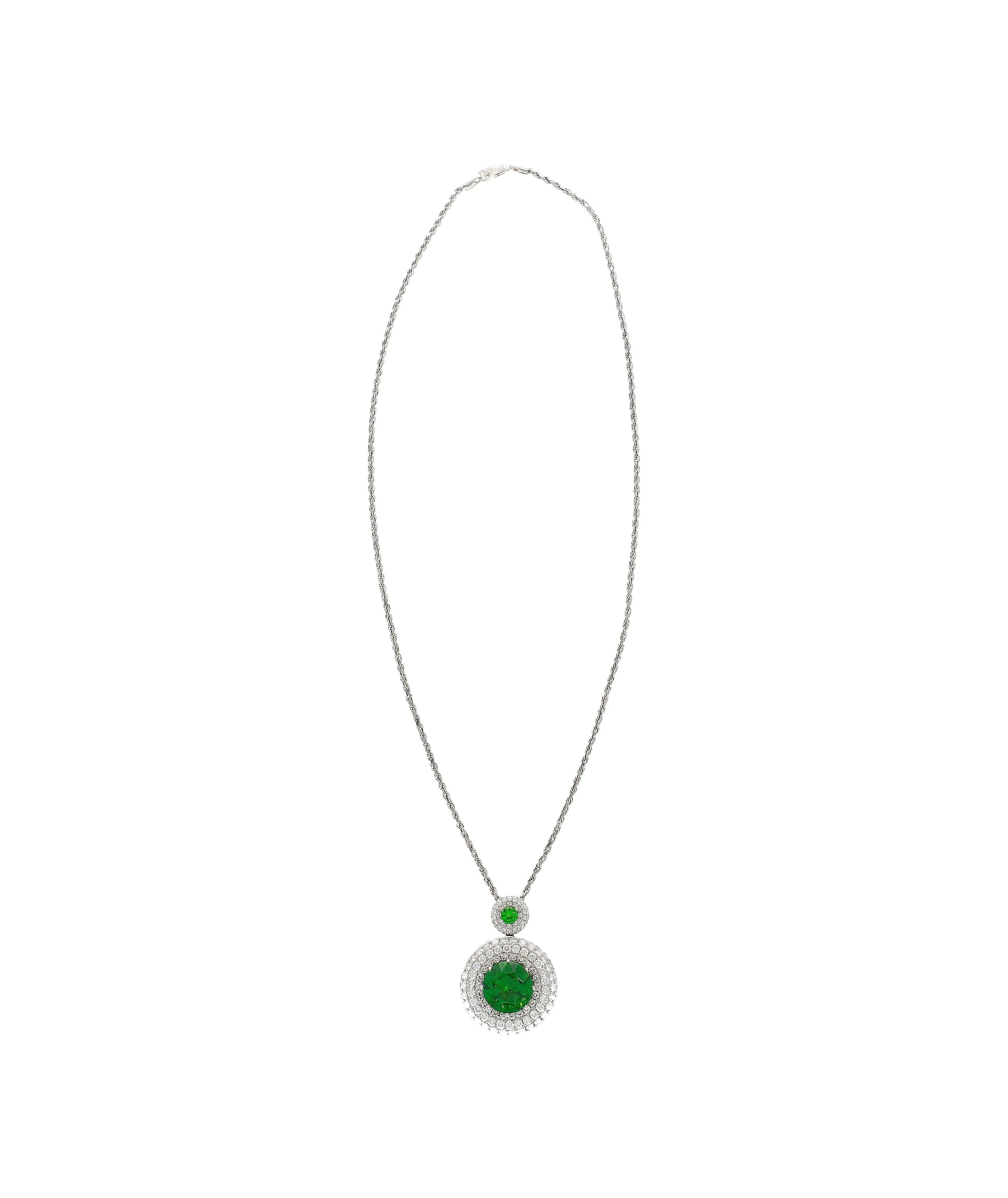 GIA Certified 8.58 Carat Demantoid Pendant Necklace in 18K White Gold