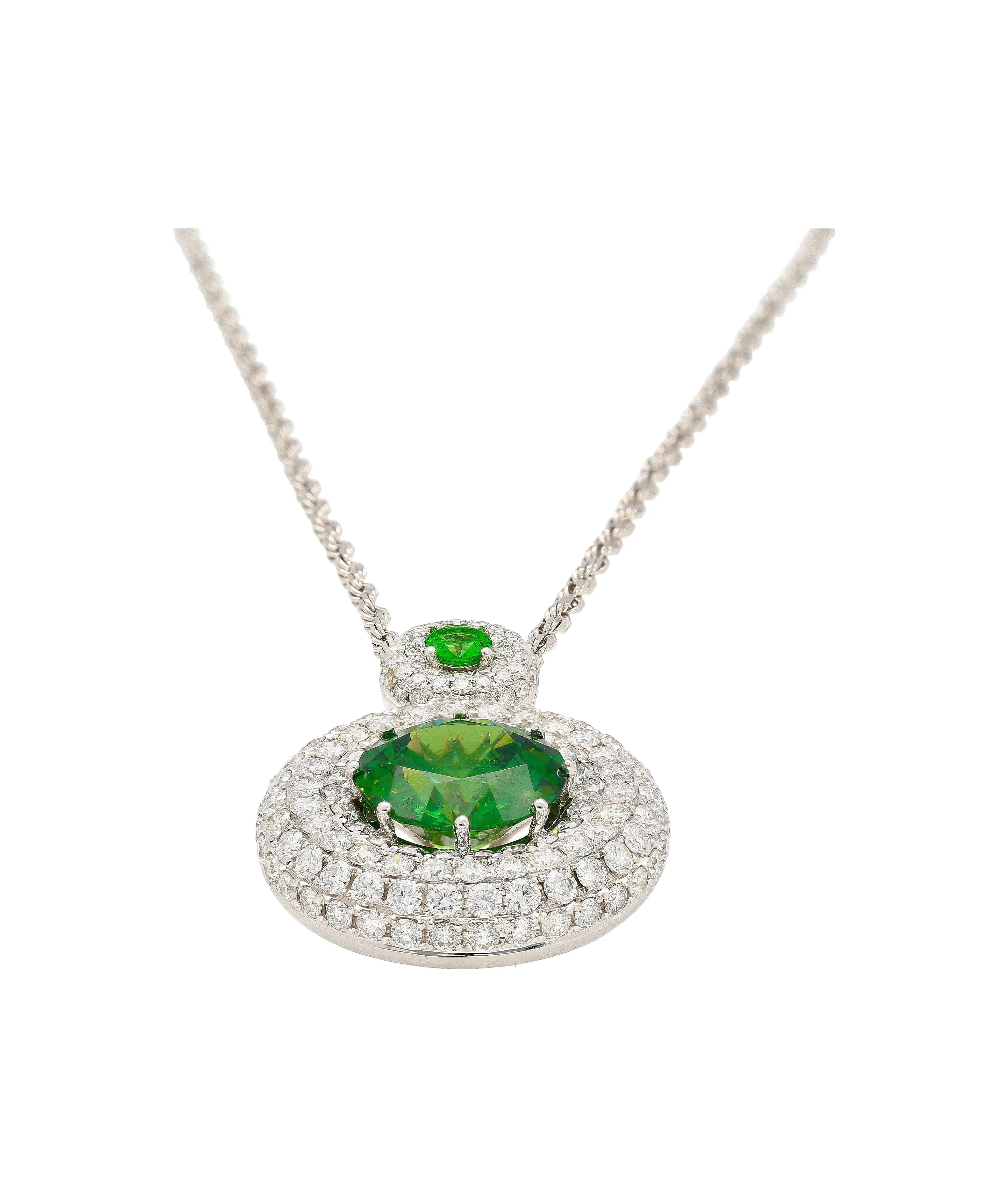 GIA Certified 8.58 Carat Demantoid Pendant Necklace in 18K White Gold