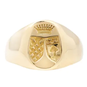 Gold Double Shield Signet Ring