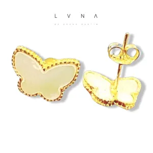 #GOLD2024 | 18K Golden Mother of Pearl Butterfly Stud Earrings