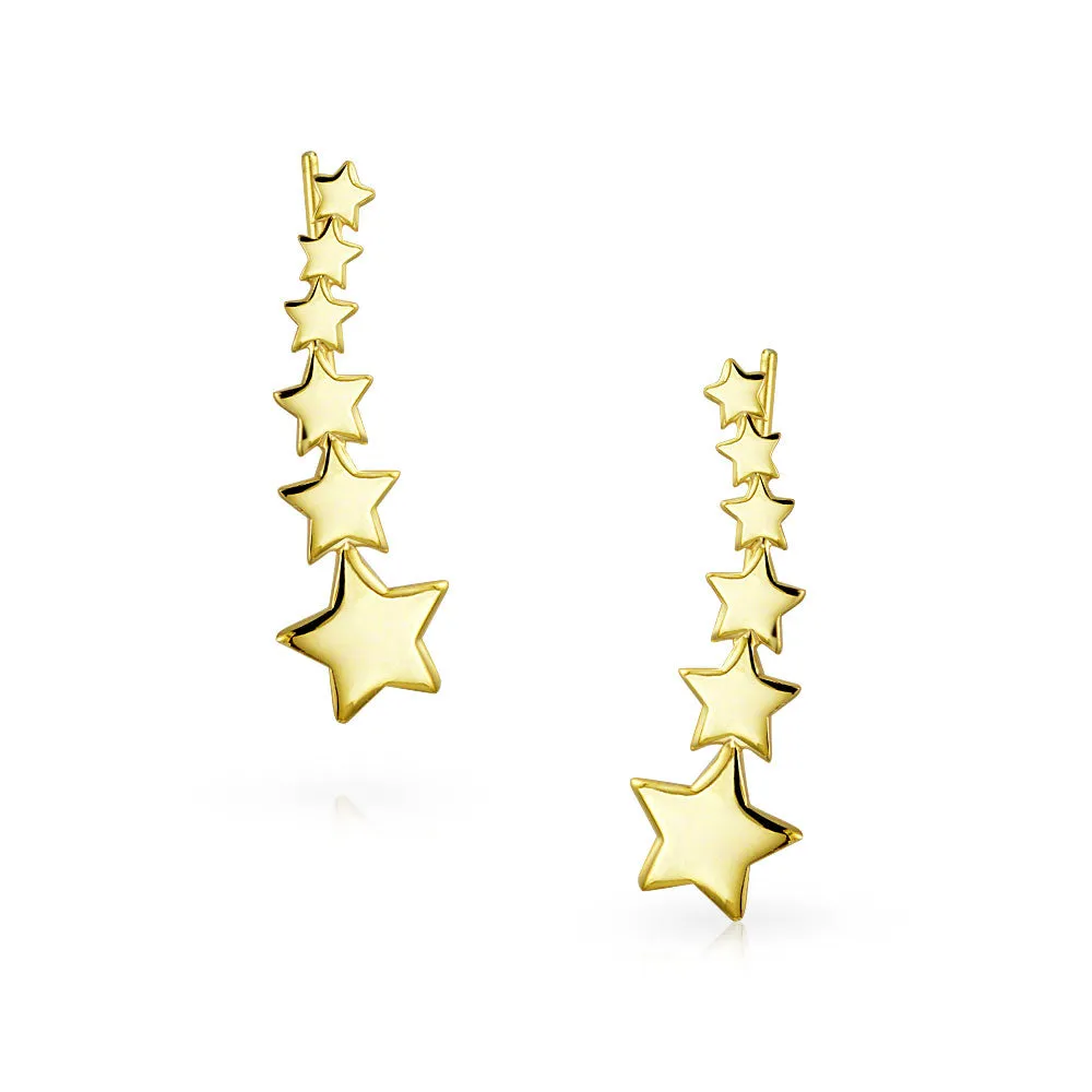 Initials Star Cartilage Ear Chain Cuff Stud Earring Sterling Silver