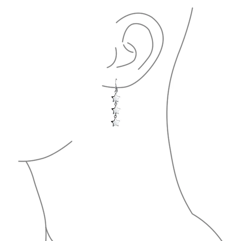 Initials Star Cartilage Ear Chain Cuff Stud Earring Sterling Silver