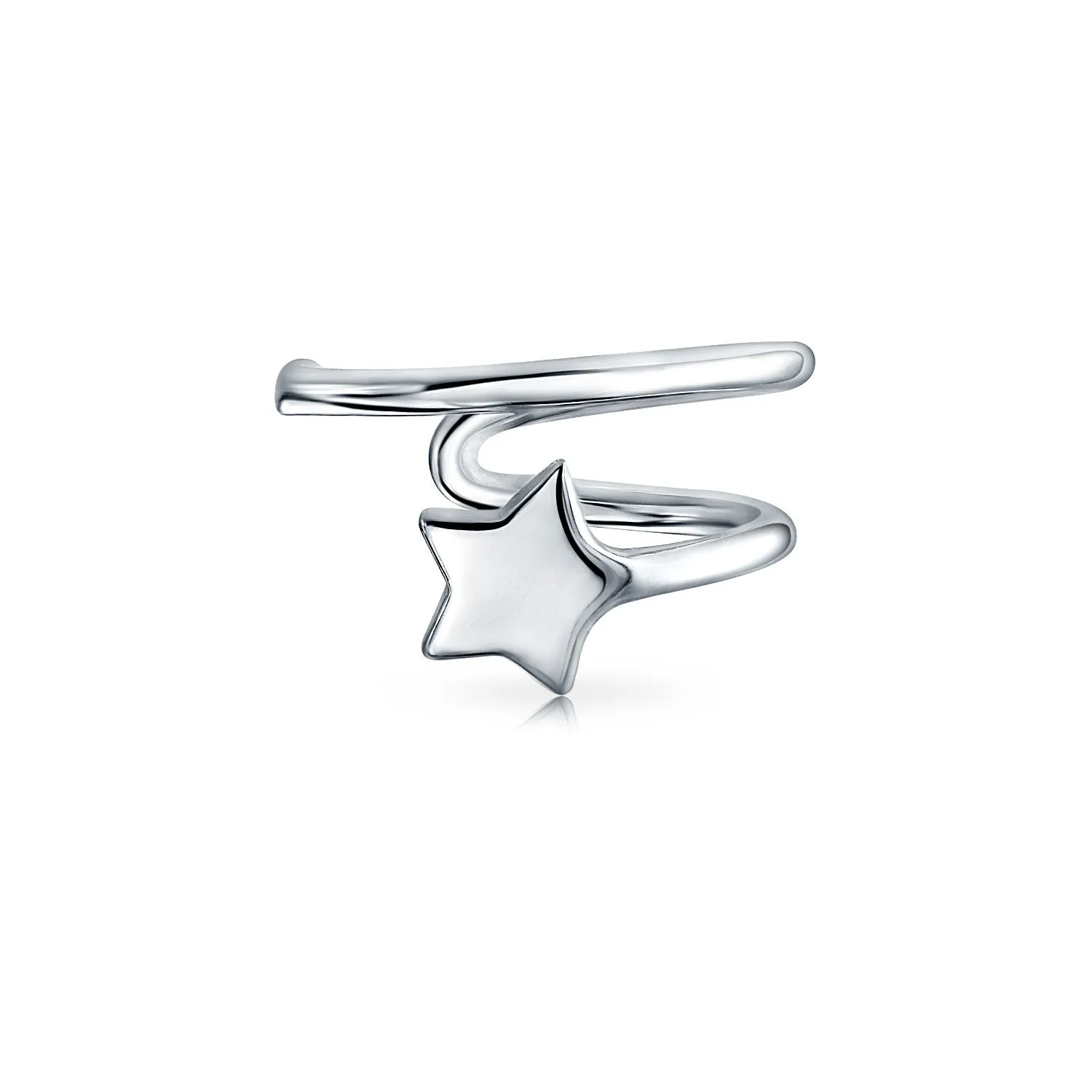 Initials Star Cartilage Ear Chain Cuff Stud Earring Sterling Silver