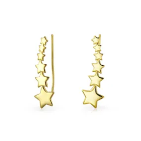 Initials Star Cartilage Ear Chain Cuff Stud Earring Sterling Silver