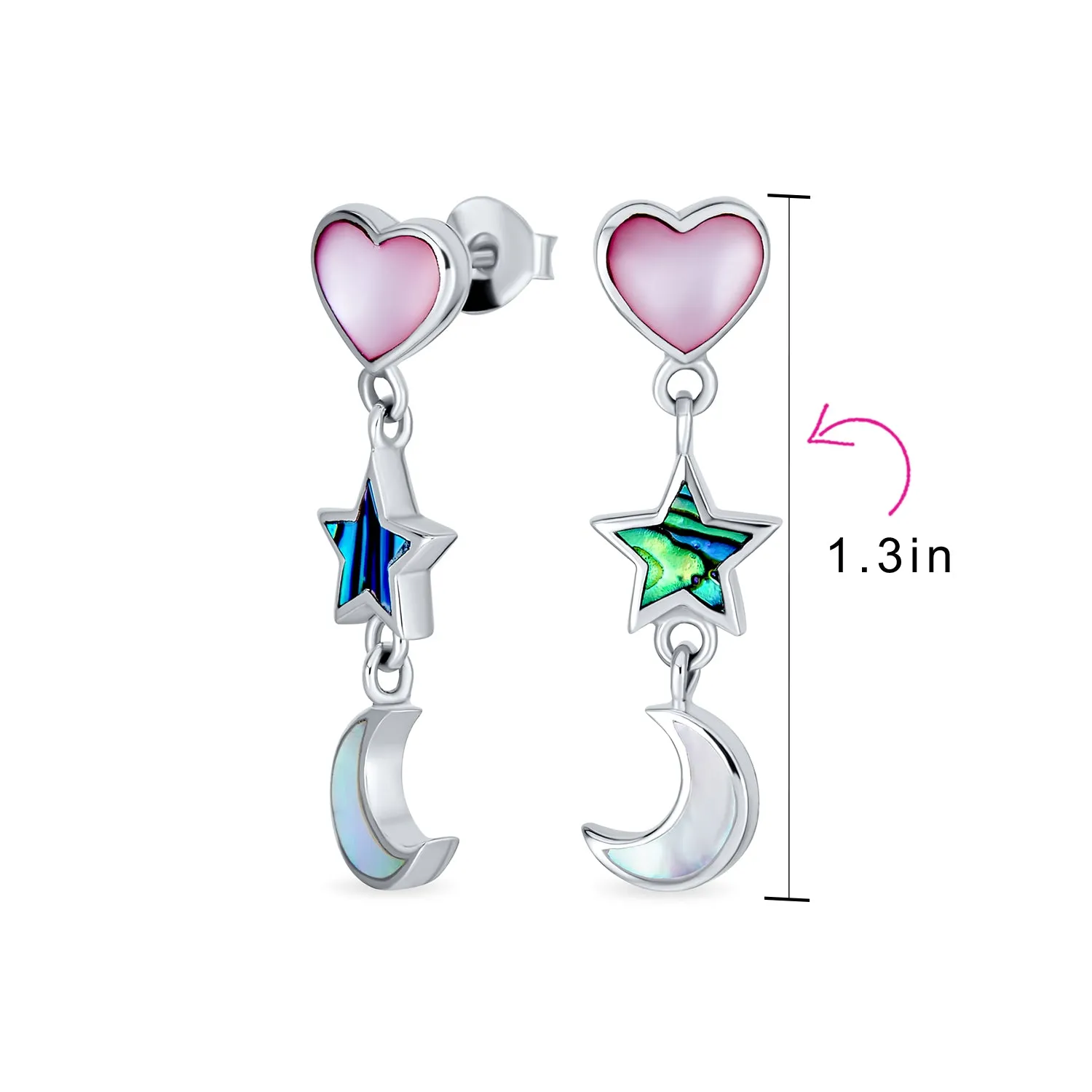 Initials Star Cartilage Ear Chain Cuff Stud Earring Sterling Silver