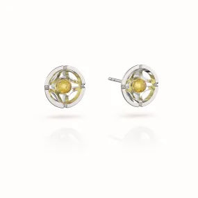 Jalan Besar Small Stud Earrings - Sterling Silver - Citrine