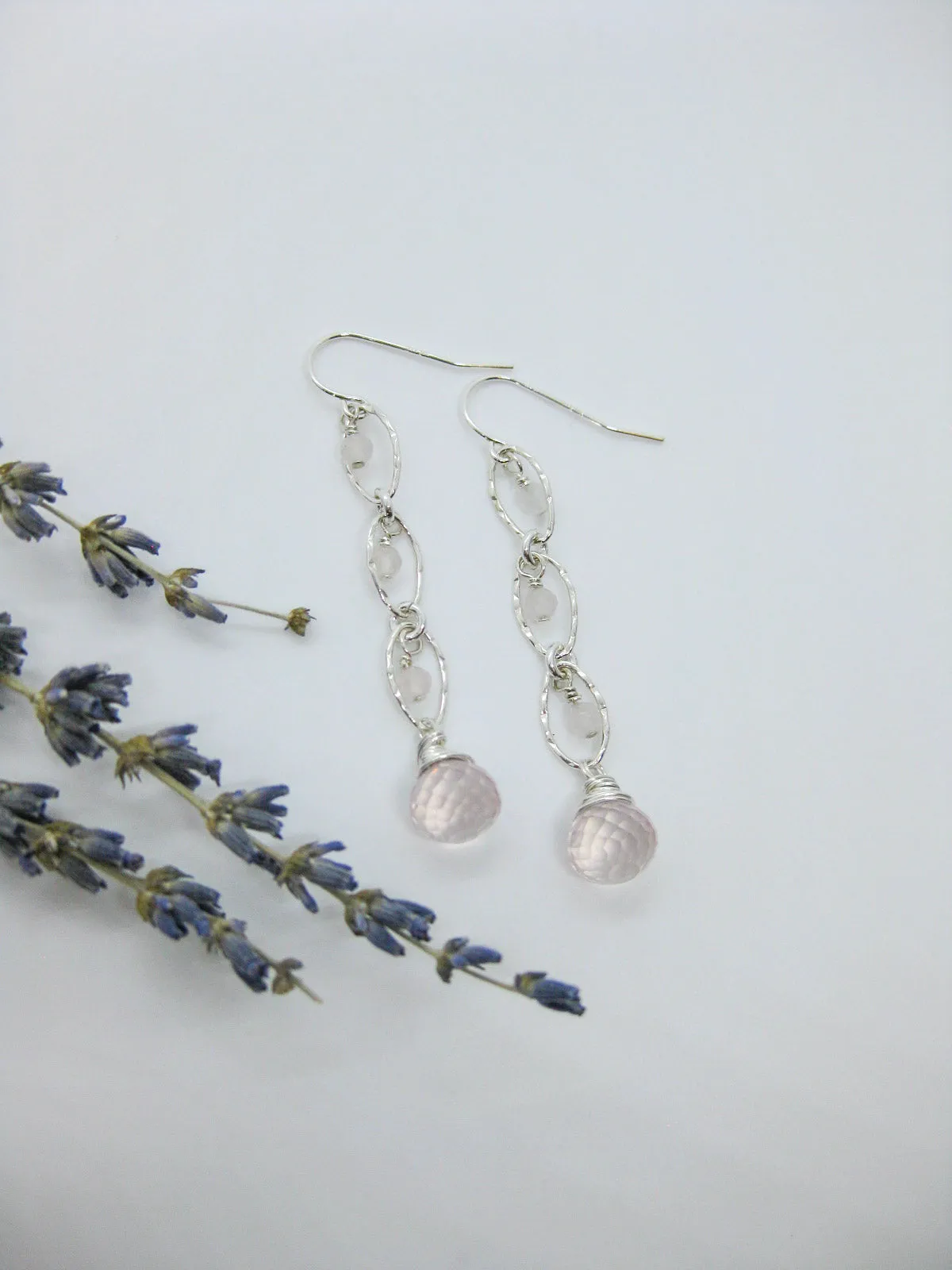 Lilac: Rose Quartz Earrings - e616