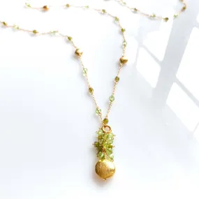 Long Peridot & Green Amethyst Beaded Chain