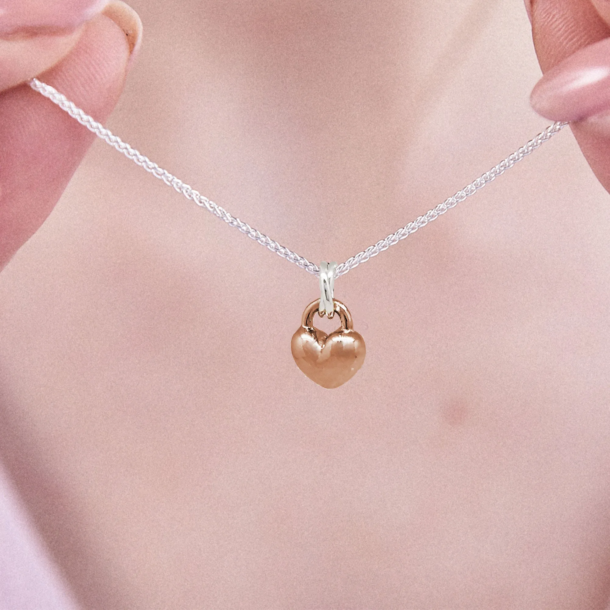 Love Heart Silver & Rose Gold Necklace