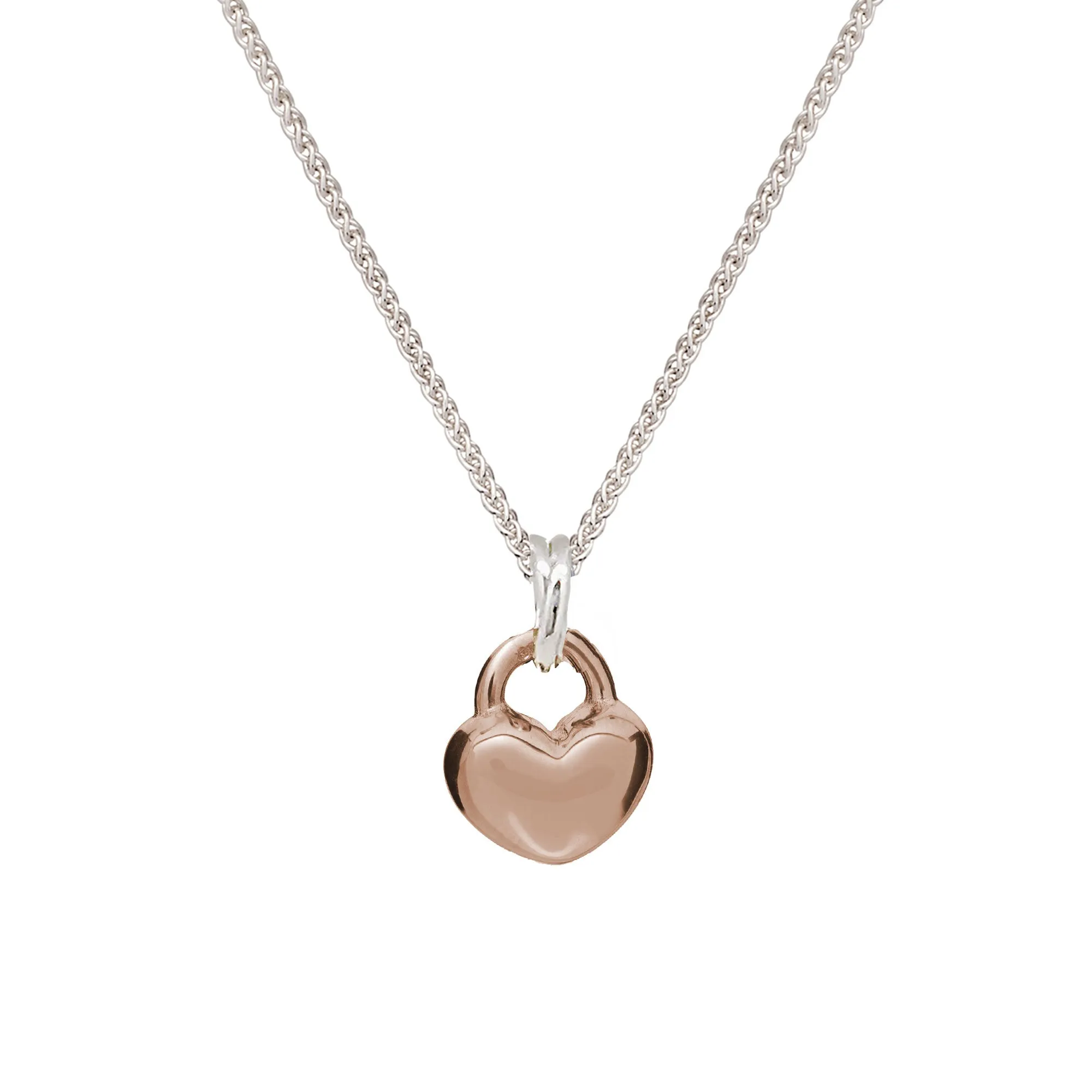 Love Heart Silver & Rose Gold Necklace