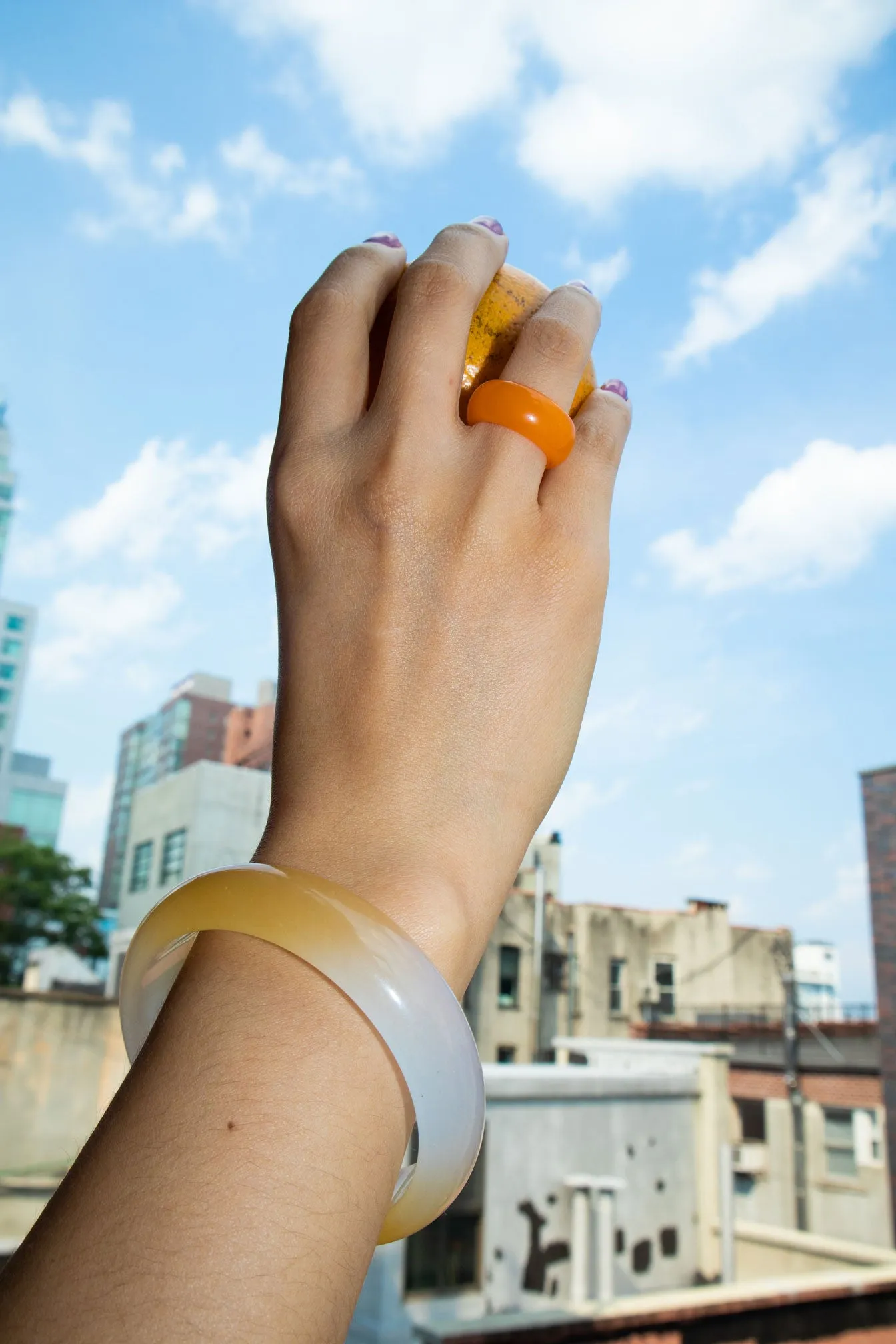 Mandarin — Orange jade stone ring