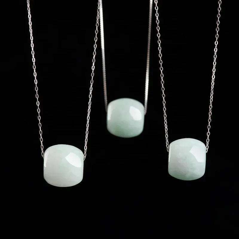 Natural Jadeite passepartout Pendant S925 Silver chain