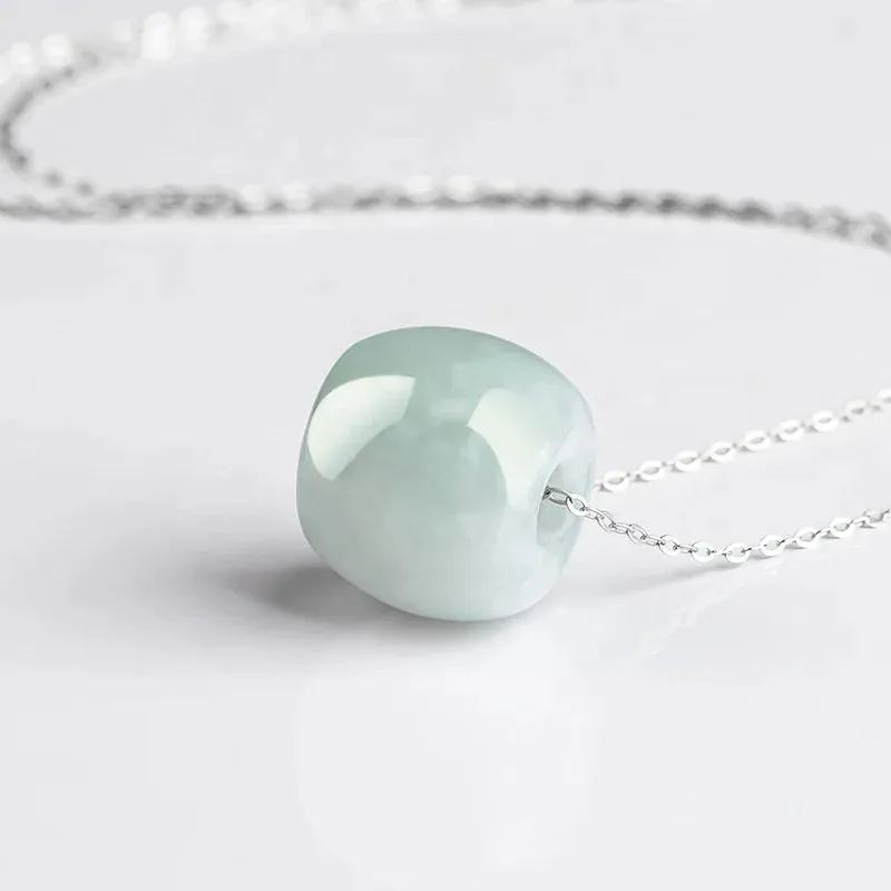 Natural Jadeite passepartout Pendant S925 Silver chain