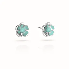 Orchid Garden Small Stud Earrings - Sterling Silver - Amazonite