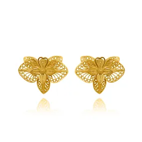 ORCHIDS GOLD STUD EARRINGS FILIGREE