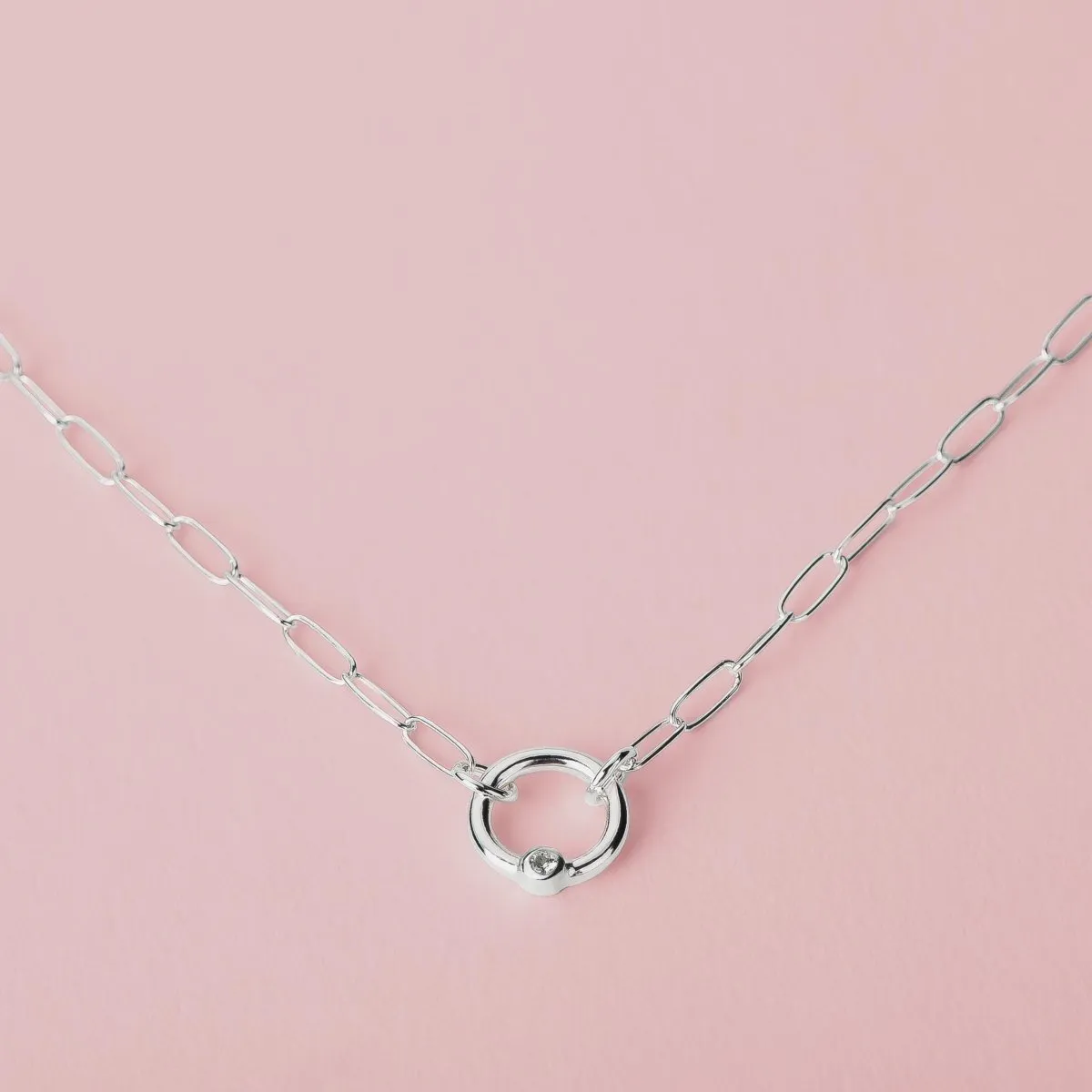 Paperclip Chain Diamond Orbit Necklace