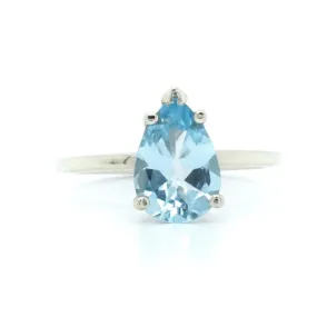 Pear Aquamarine Ring - Aquamarine Solitaire Ring - March Birthstone Ring