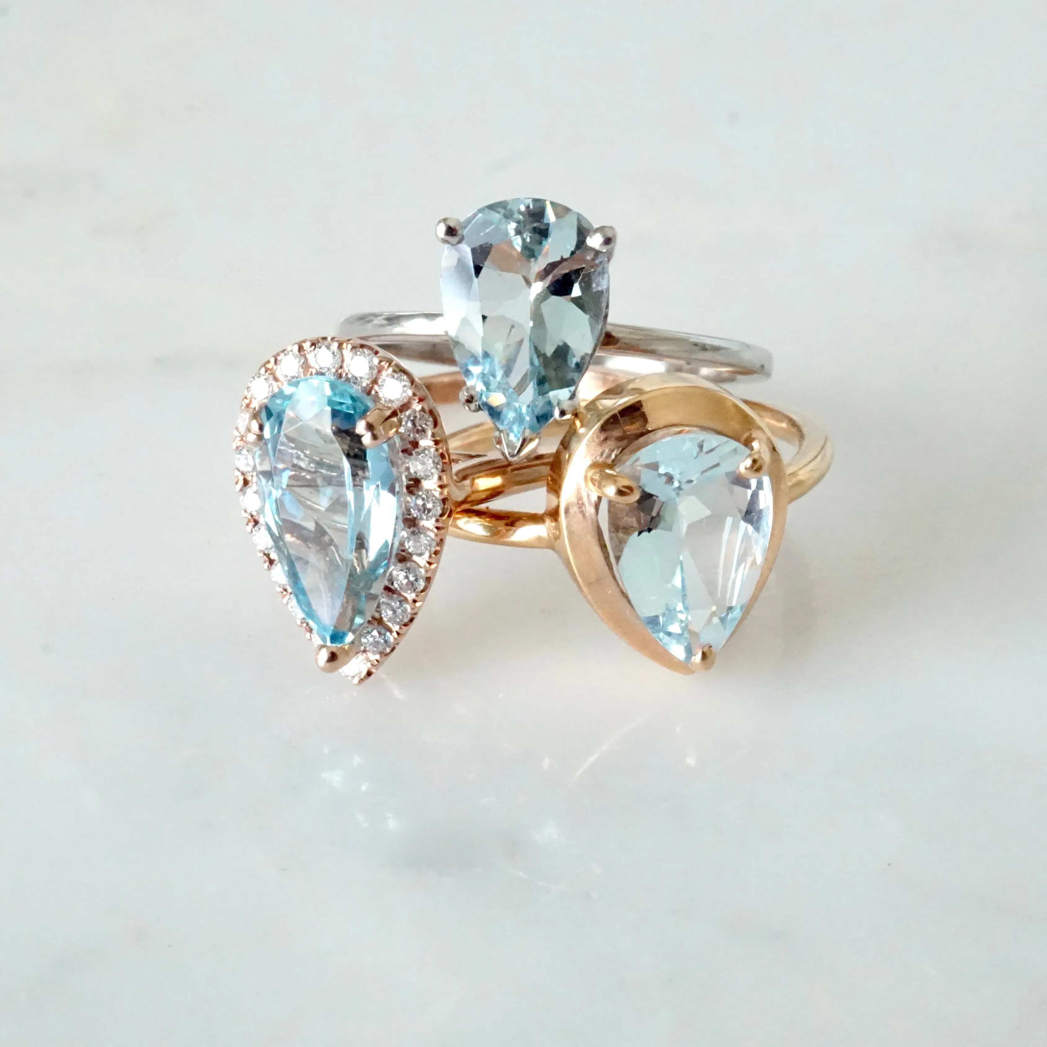 Pear Aquamarine Ring - Aquamarine Solitaire Ring - March Birthstone Ring