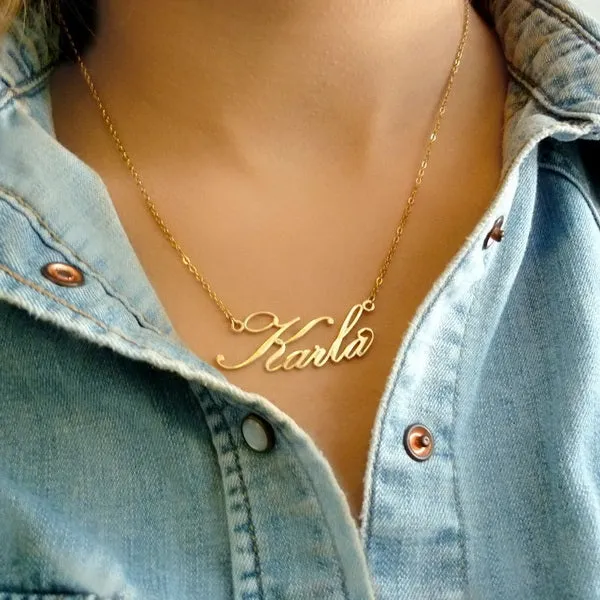 Personalised 24K Gold Plated over Sterling Silver Name Necklace