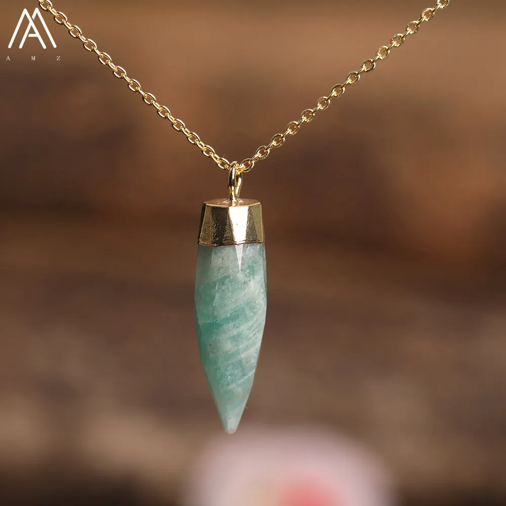 Petite Natural Tianhe Stone Point Minimalist Pendant Necklace