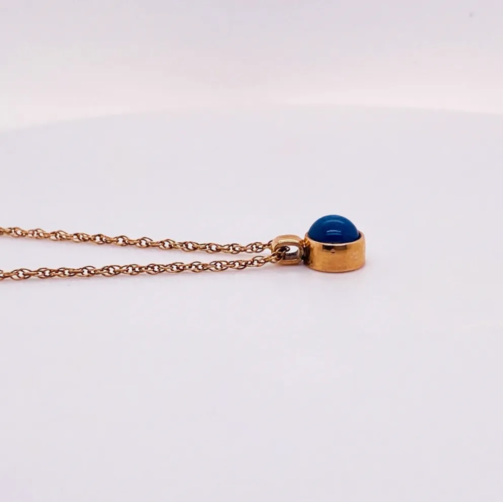 Petite Round Lapis Cabochon Necklace