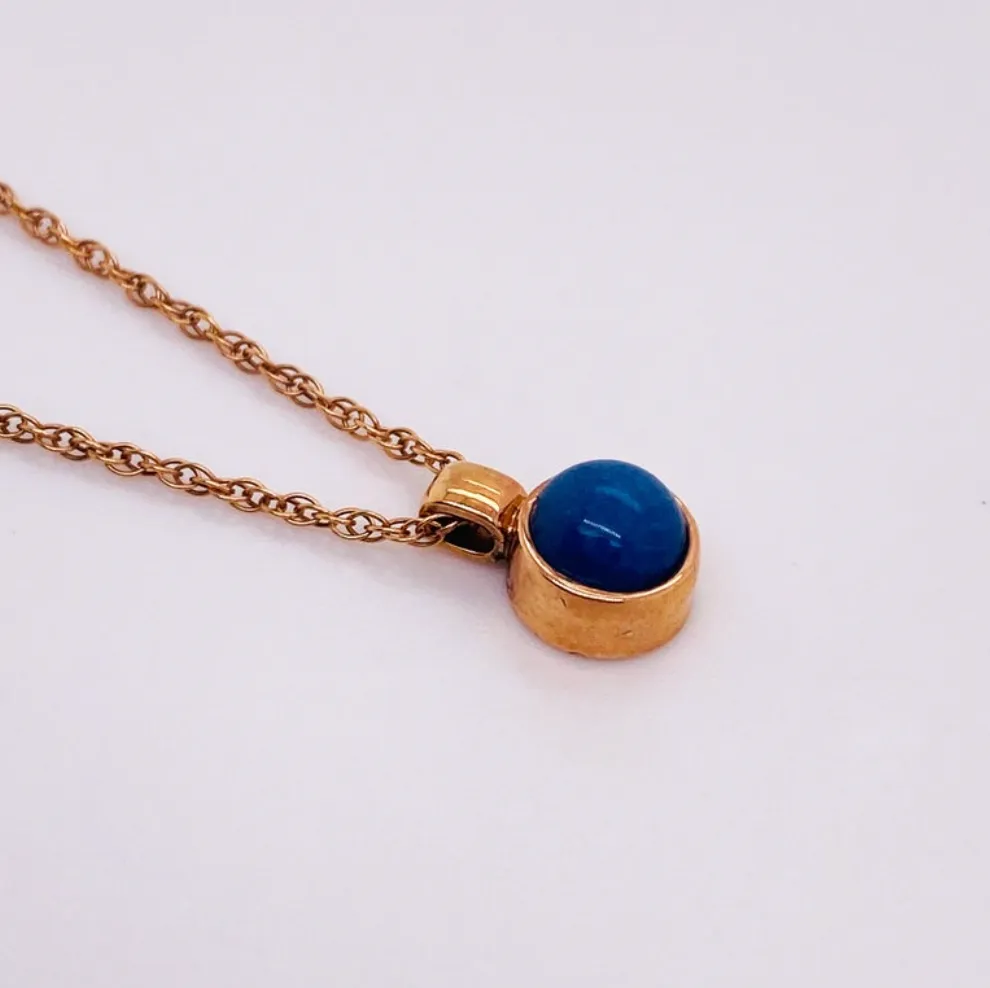 Petite Round Lapis Cabochon Necklace