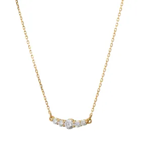 Reclaimed 18K Yellow Gold and Round Diamond Necklace, 5 Diamonds