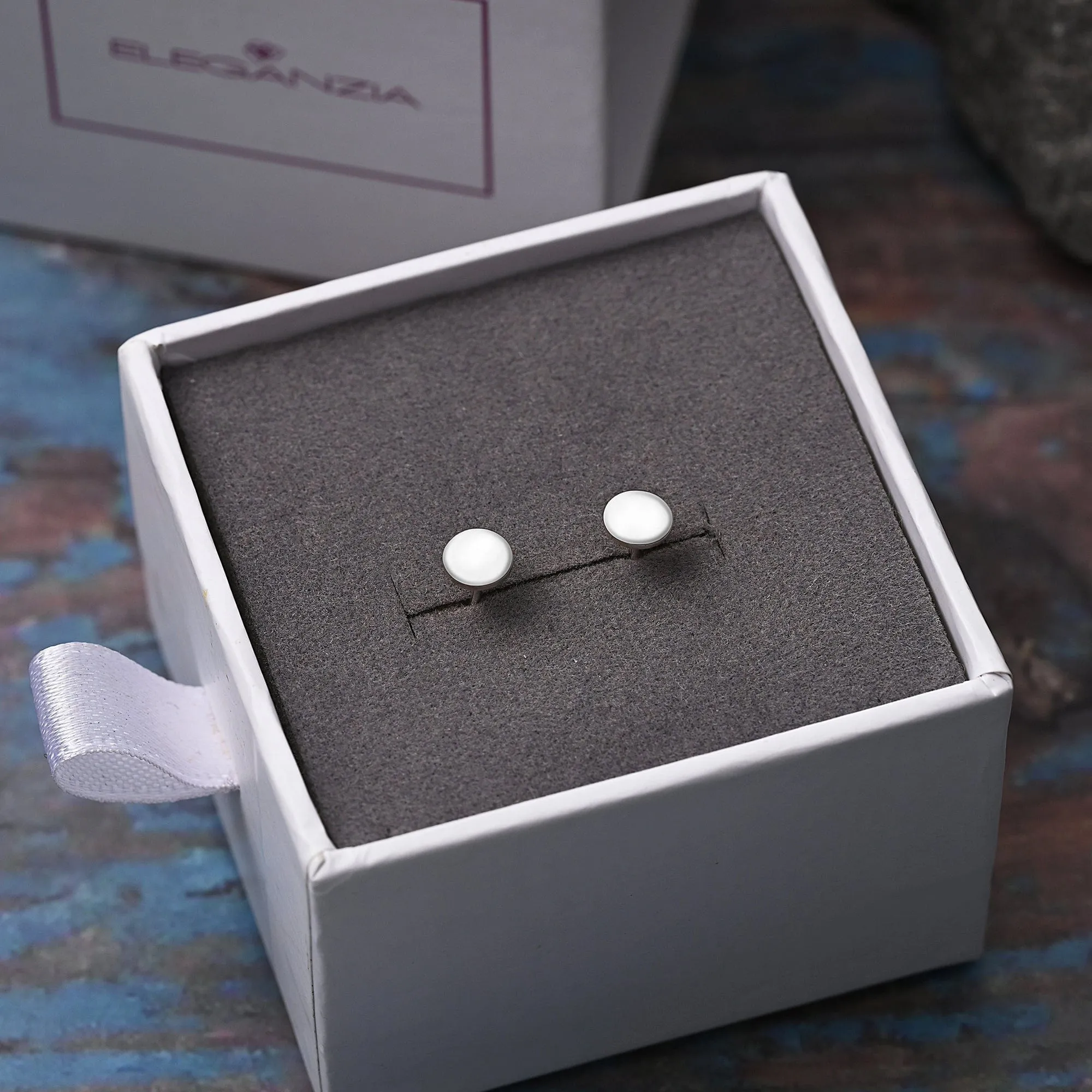 Round Disc Stud Earrings Sterling Silver