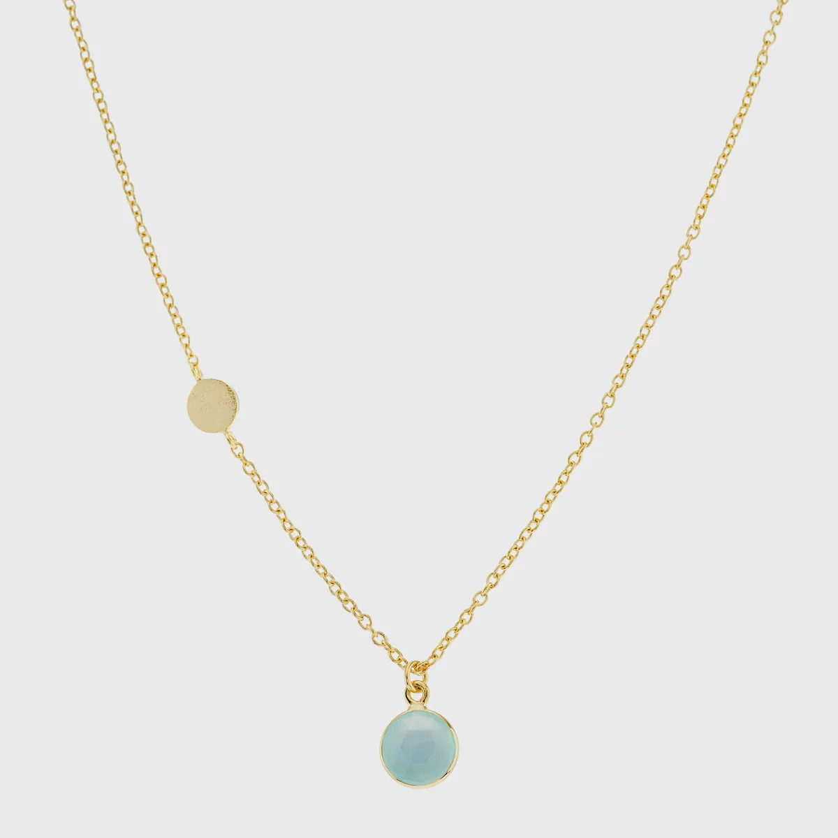 Salina Gold Vermeil Disc & Aqua Chalcedony Necklace