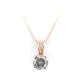 Salt and Pepper Diamond Pendant - 1 carat Grey Diamond Pendant Necklace - Grey Diamond Necklace