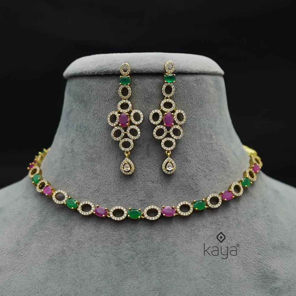 SC101293 - AD Stone Choker with Earrings