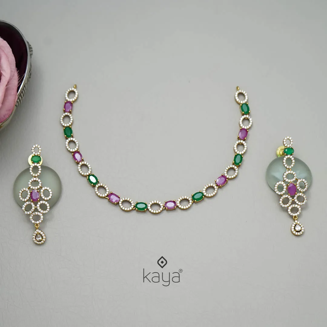 SC101293 - AD Stone Choker with Earrings