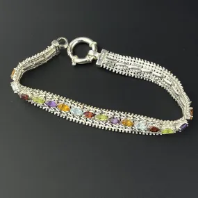 Silver Multi Colored Rainbow CZ Tennis Bracelet