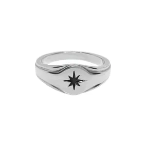 Silver Signet Star Ring