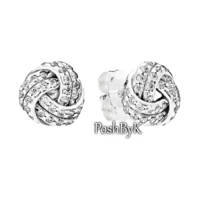 Sparkling Love Knots Stud Earrings 290696CZ