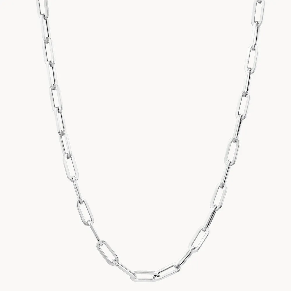 Square Boyfriend Paperclip Chain Necklace in Silver