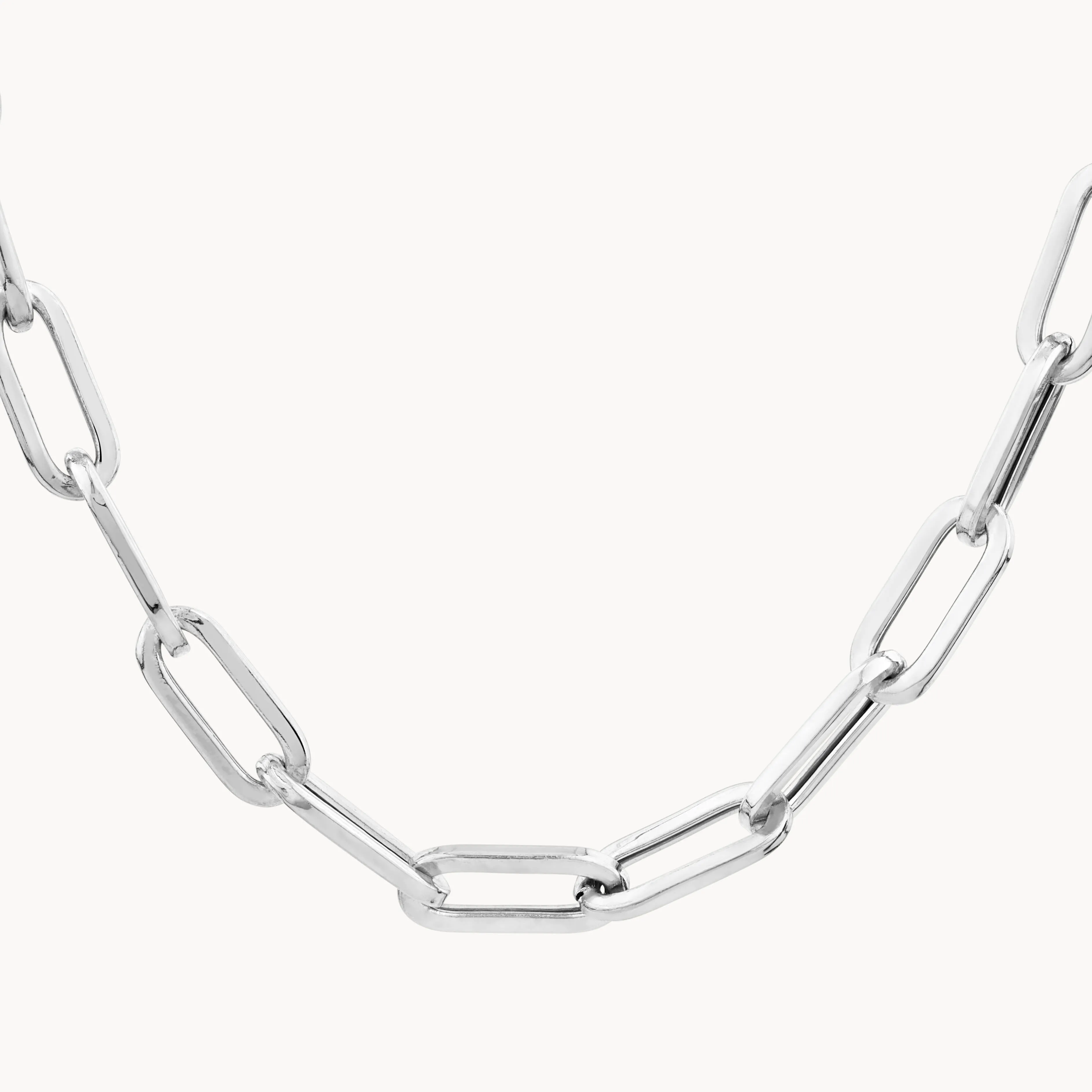 Square Boyfriend Paperclip Chain Necklace in Silver