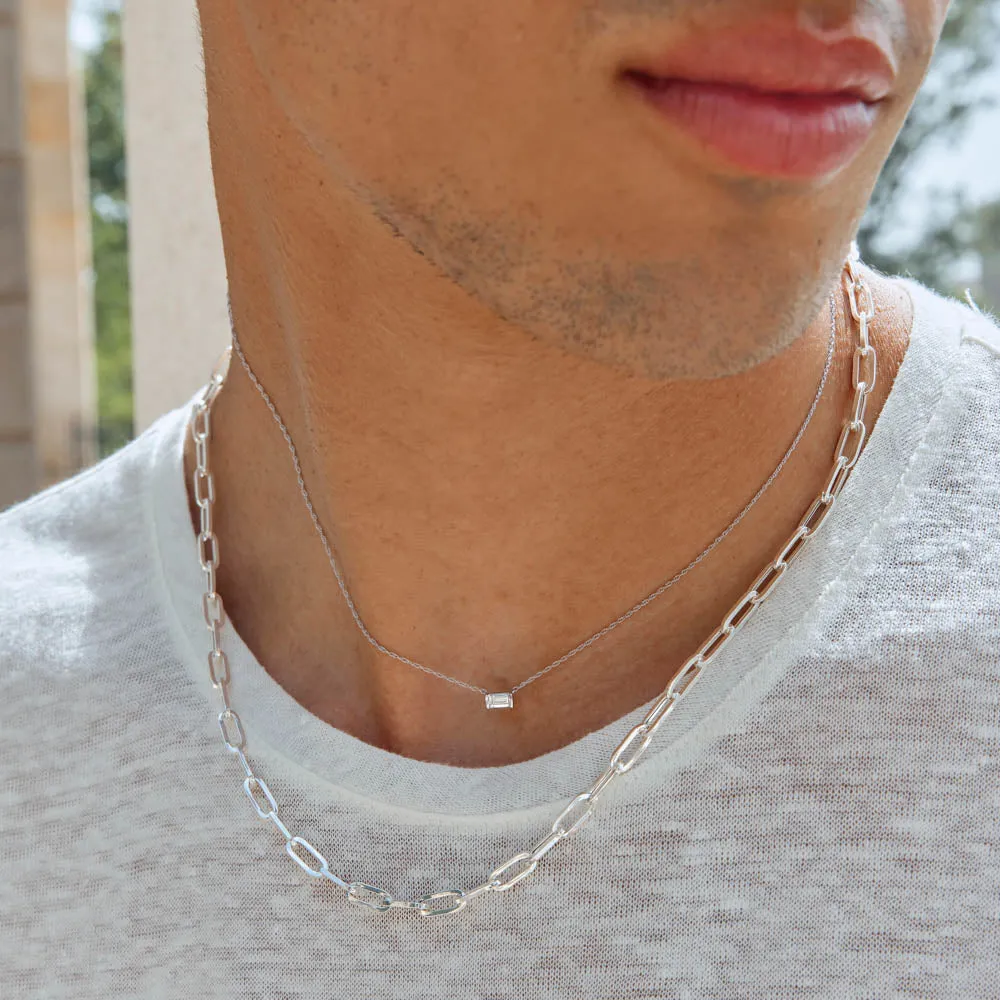 Square Boyfriend Paperclip Chain Necklace in Silver