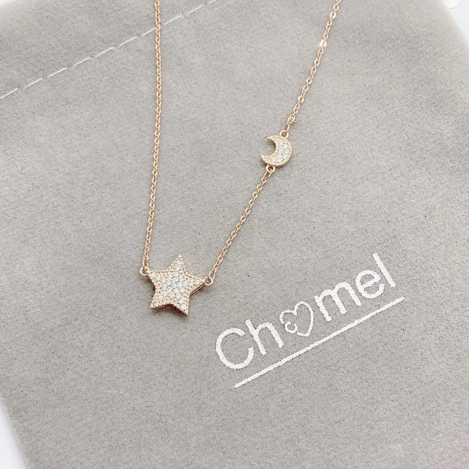 Star & Moon Cubic Zirconia Necklace