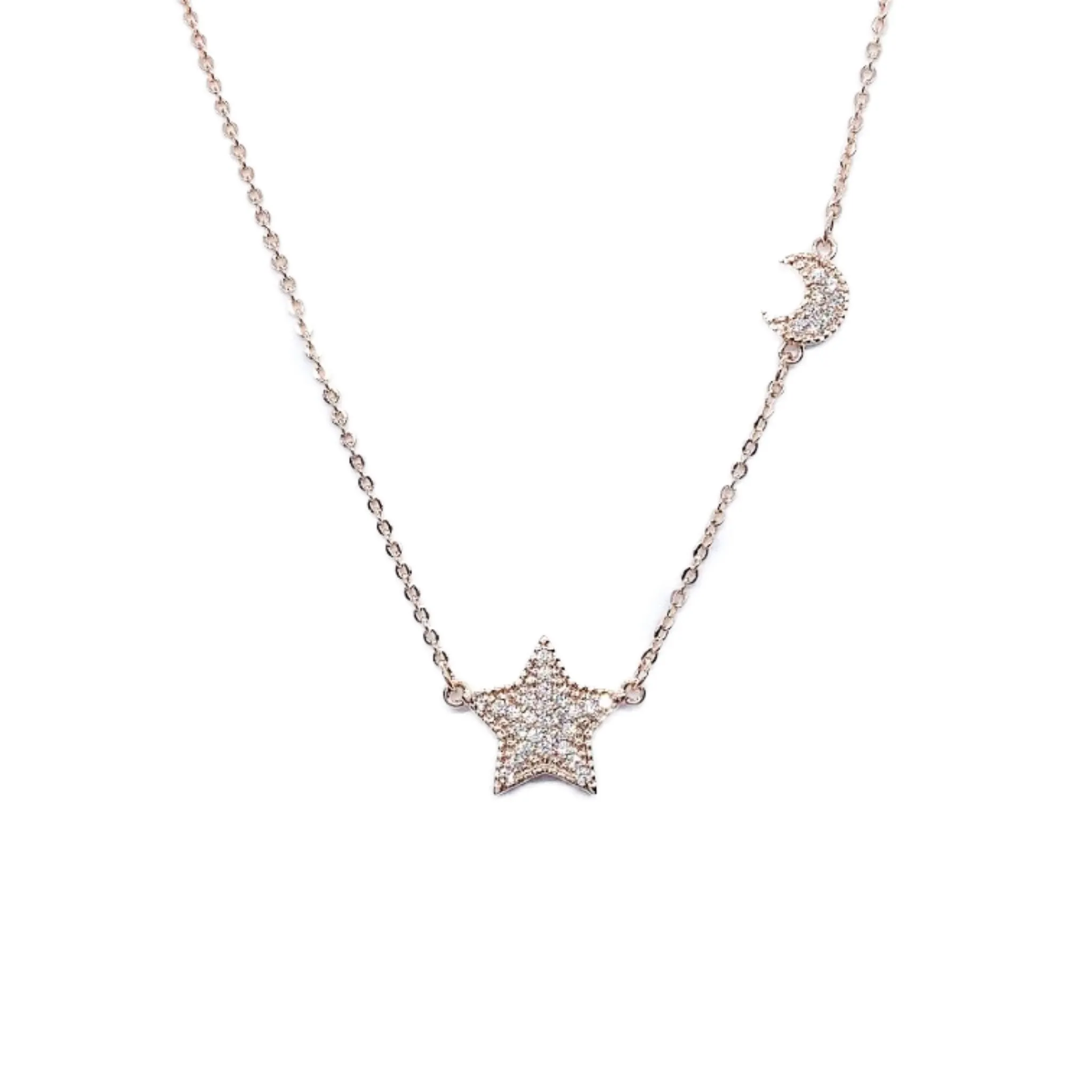 Star & Moon Cubic Zirconia Necklace