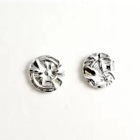 Sterling Silver Floral Spoon Stud Earrings