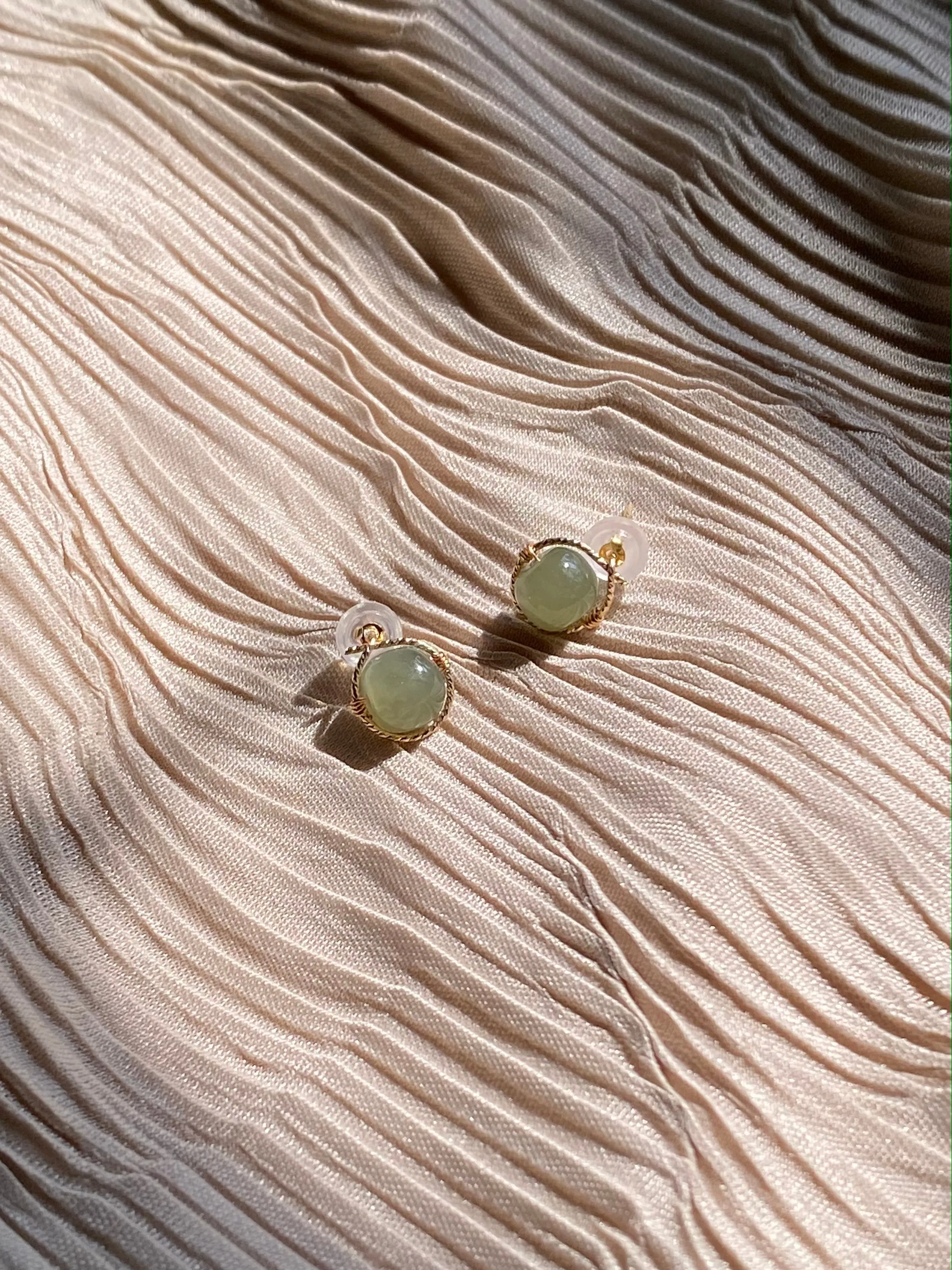 Sydney — Green jade bead stud earrings